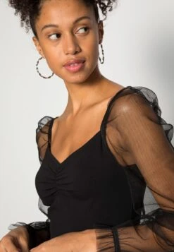 Even&Odd LONG PUFF SLEEVES RUSHING BODYCON DRESS - Cocktailkleid/festliches Kleid - Black -Anna Field Verkäufe 2113c43a644a4d11a7f109a500a5177d